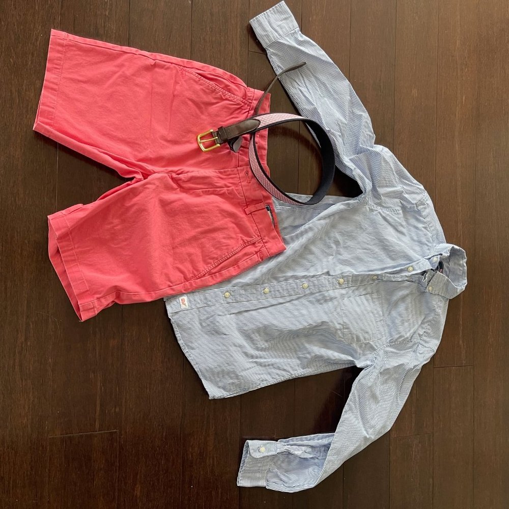 Men's Vineyard Vines Outfit - Shirt, Shorts, Belt